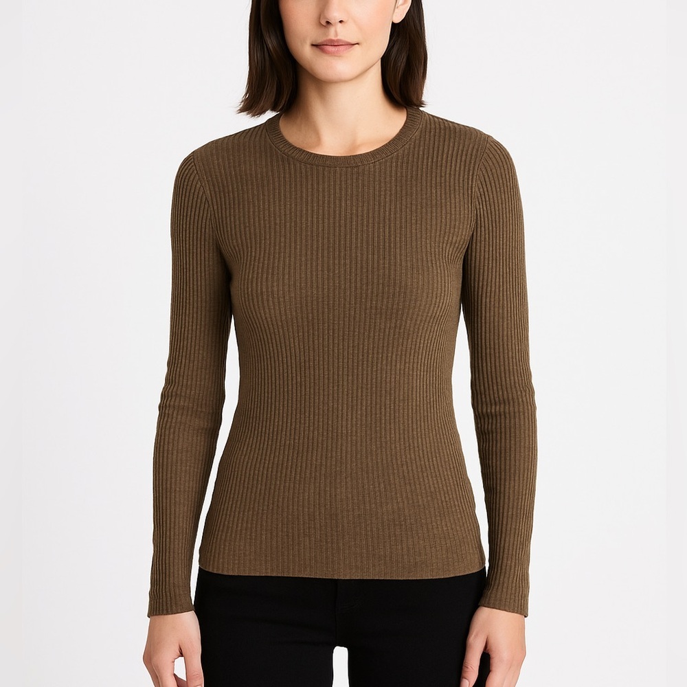 Frame Denim 100% Cashmere Scoop Neck Rib Sweater